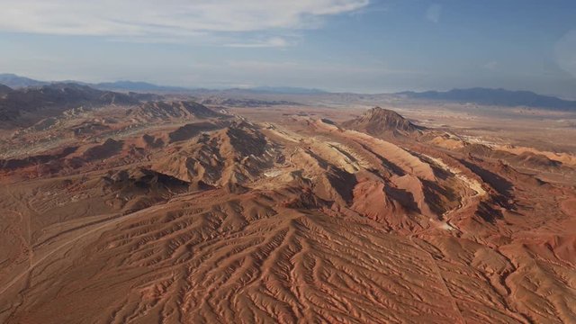 Helicopter shot of a amazing red rock near Las Vegas, Navada