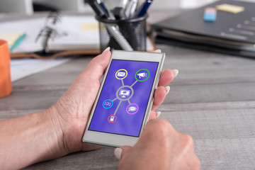 Online communication concept on a smartphone