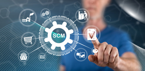 Man touching a scm concept