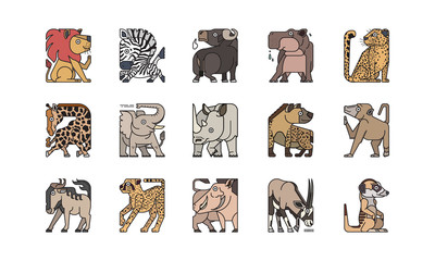 wild animals collection, african animal vector set