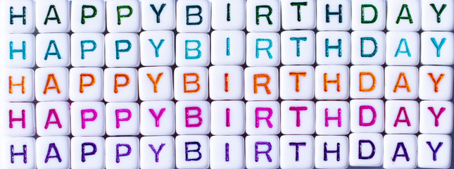 Happy Birthday cubes in various colors