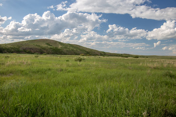 Ancient Arkaim city and Shamanka mountain. South Ural, Chelyabinsk region, Russia