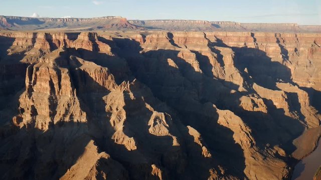 Helicopter shot of the Grand Canyon during sunset Las Vegas, Navada