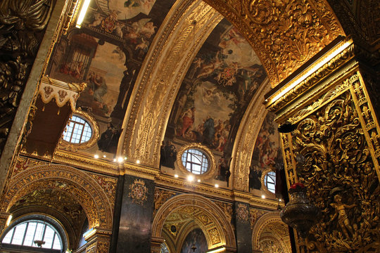 Baroque St John Cathedral In Valletta In Malta