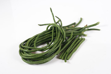 Yard long bean isolated on the white background.