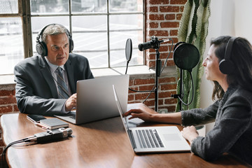 Business podcast recording