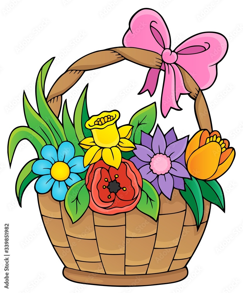 Sticker flower basket theme image 1