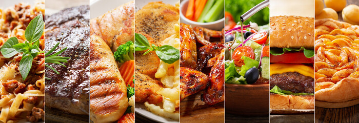 collage of various types meals - obrazy, fototapety, plakaty