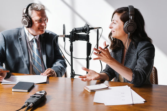 Business podcast recording