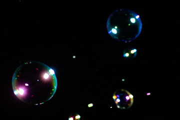 Blur soap bubbles is close