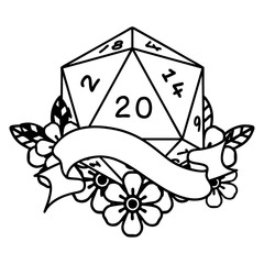 natural twenty D20 dice roll illustration