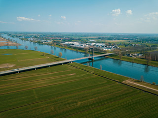 Fototapeta premium Beautiful aerial drone shot over the big canal in the Netherlands. 