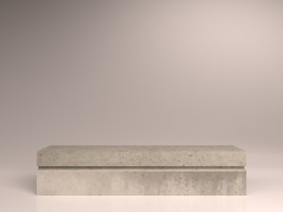 Background for cosmetic product branding, identity and packaging inspiration. White concrete podium with tan color background. 3d rendering illustration.