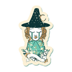 human witch with natural one D20 roll illustration