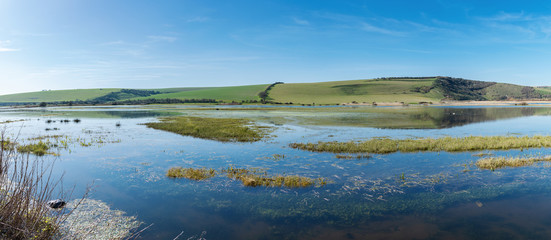 Fototapeta na wymiar View of Cuckmere river, South Downs National Park, near Seaford and Eastbourne, Sussex