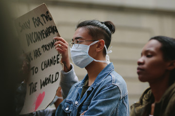 Young people on a silent protest