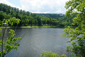 Fototapeta premium Jezioro Bystrzyckie, Lower Silesia, Poland. May 2019