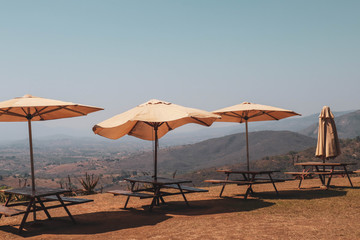 tables and umbrellas in eSwatini