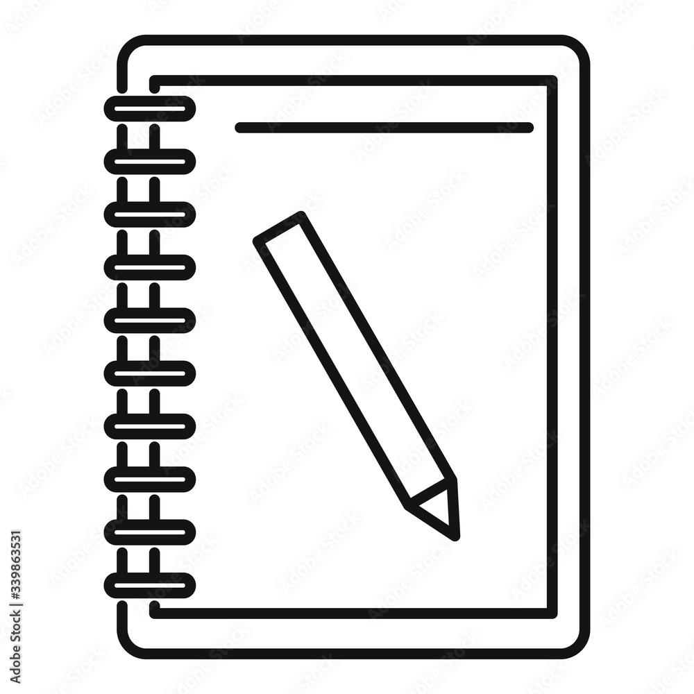 Poster lesson pencil notebook icon. outline lesson pencil notebook vector icon for web design isolated on w