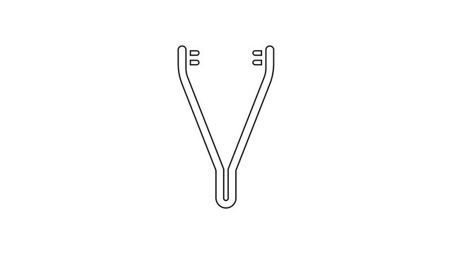 Black line Medical tweezers icon isolated on white background. Medicine and health. Anatomical tweezers. 4K Video motion graphic animation