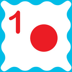 Card number 1 (one) and circle. Learning numbers and geometric shape, mathematics. Game for children. Vector illustration.