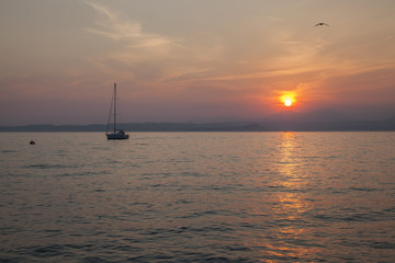 A beautiful sunset on Garda lake