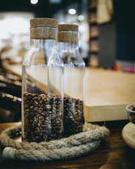 Coffee beans in bottle