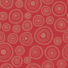 yellow circles on red. fancy doodle elements. fancy polka dot