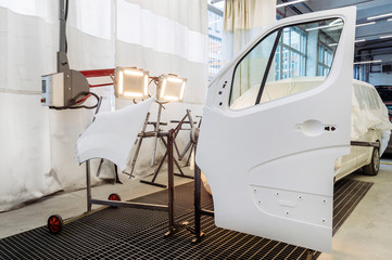Automobile prepared for painting car details and exterior parts.