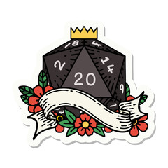 natural twenty D20 dice roll sticker