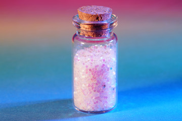 bottle on blue background