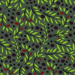 Olive branch seamless pattern background for your design 
