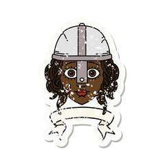 human fighter character with scroll banner illustration