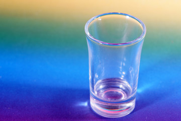 glass of water on blue background
