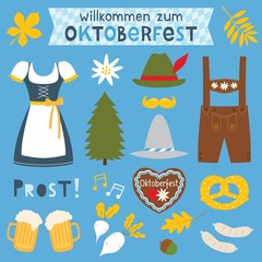 Oktoberfest vector isolated design elements and decoration set