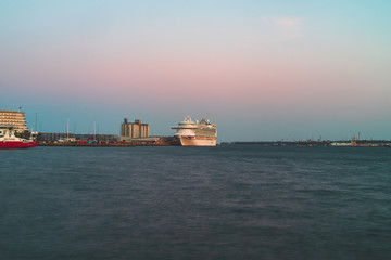 Cruise liners in Southampton on a lovely evening's background