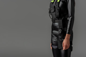 cropped view of futuristic african american woman isolated on grey