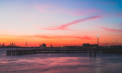 Lovely summer's evening sunset from the Town Quay Pier in Southampton