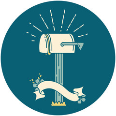 icon of tattoo style closed mailbox