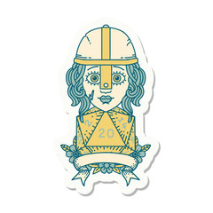 human fighter with natural 20 roll sticker