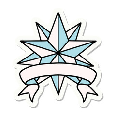 Obraz premium tattoo sticker with banner of a star