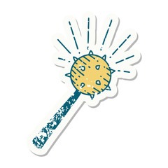 grunge sticker of tattoo style medieval mace