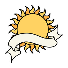 tattoo with banner of a sun