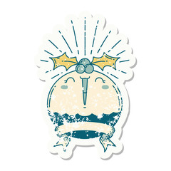 grunge sticker of tattoo style singing christmas pudding