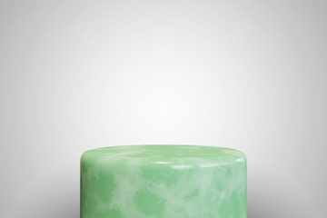 Empty jade podium on white background. Best for product presentation. 3d rendered round pedestal for placement.