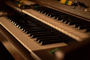 piano or electric organ with two keyboard.