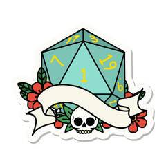 natural one d20 dice roll sticker