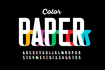 Paper craft style font design, alphabet letters and numbers