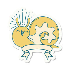 sticker of tattoo style happy snail