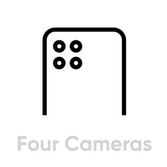 Four Cameras Phone icon. Editable line vector.